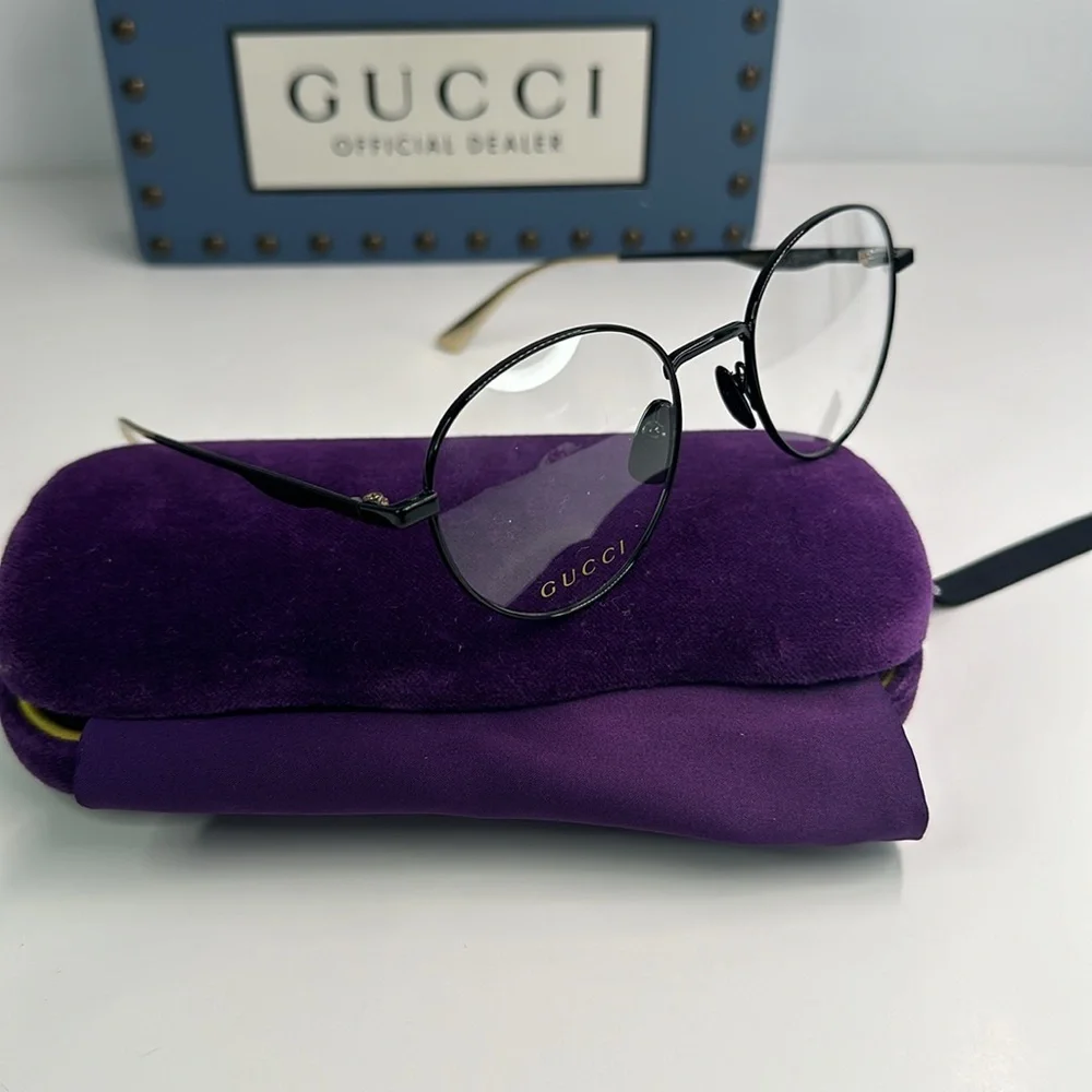 New Authentic GUCCI GG0337O Round Black Eyeglasses